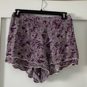 Free People Floral Lace Trim High Waisted Shorts
